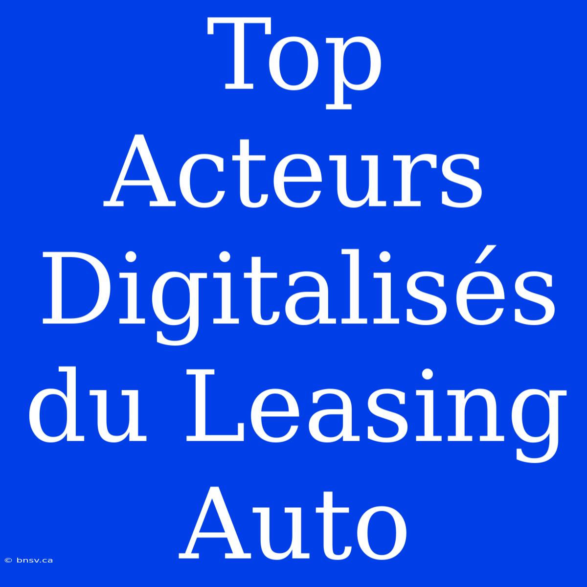 Top Acteurs Digitalisés Du Leasing Auto