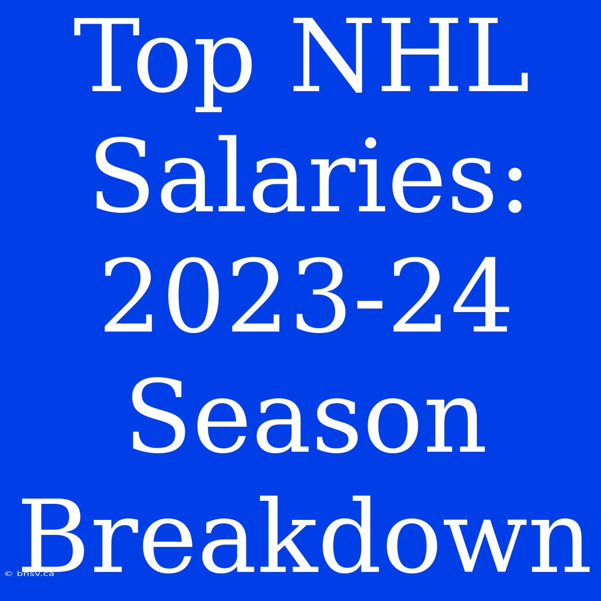 Top NHL Salaries: 2023-24 Season Breakdown