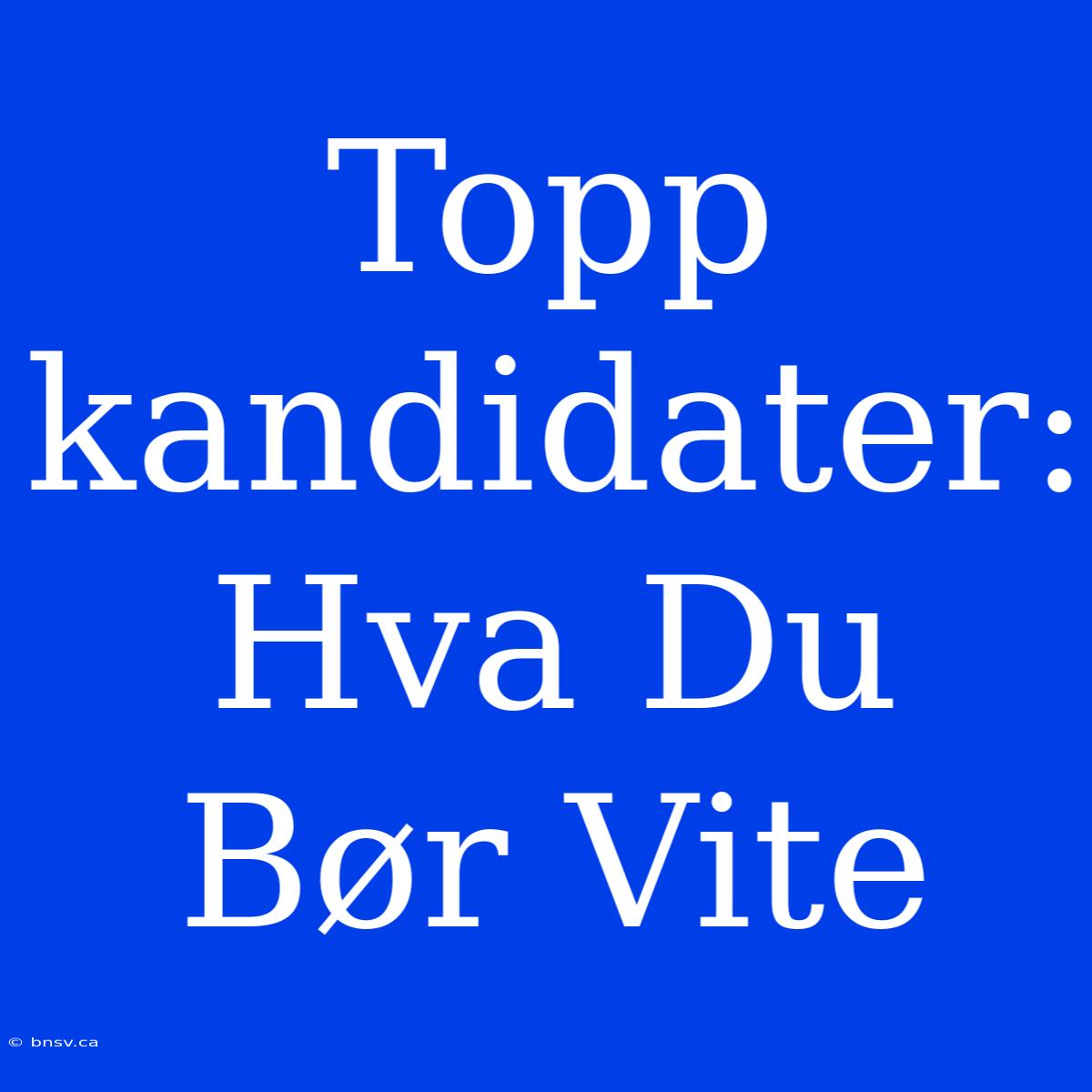 Topp­kandidater:  Hva Du Bør Vite