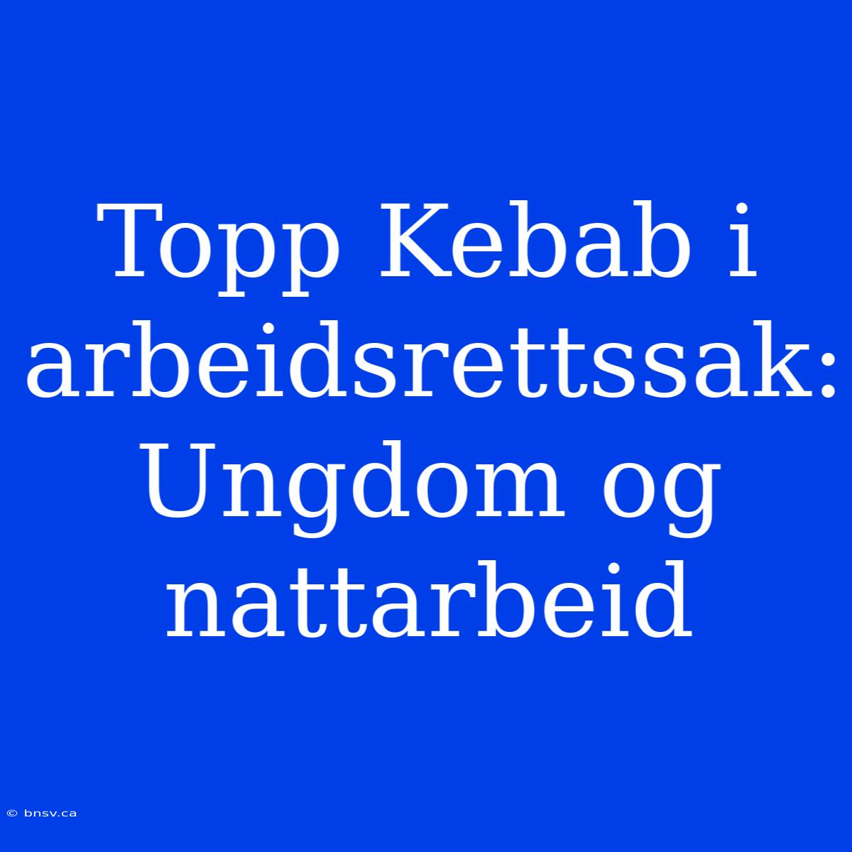 Topp Kebab I Arbeidsrettssak: Ungdom Og Nattarbeid