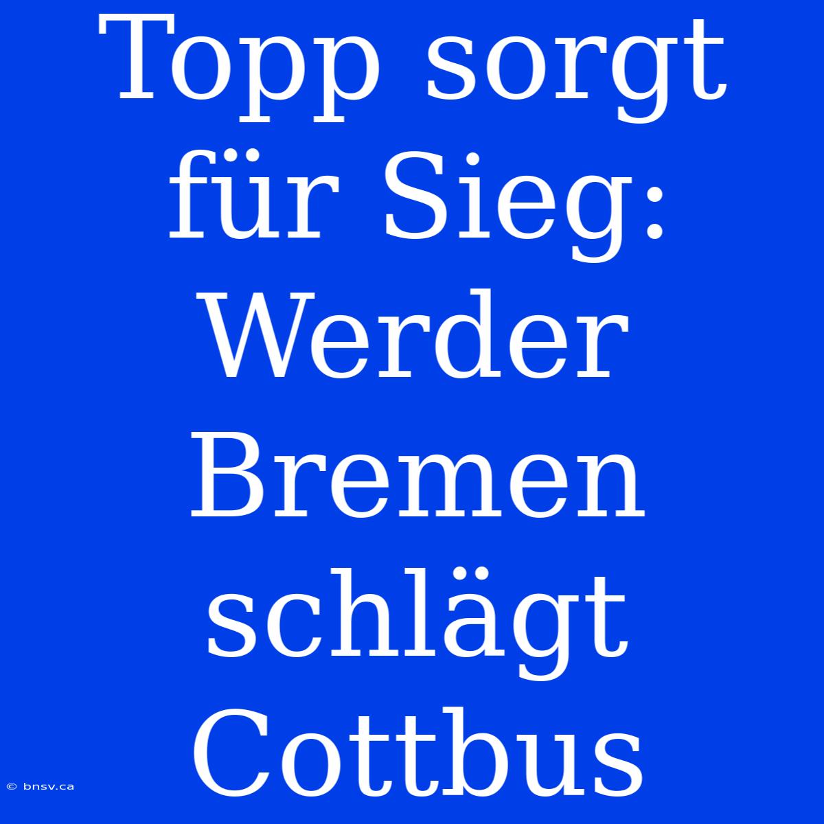 Topp Sorgt Für Sieg: Werder Bremen Schlägt Cottbus