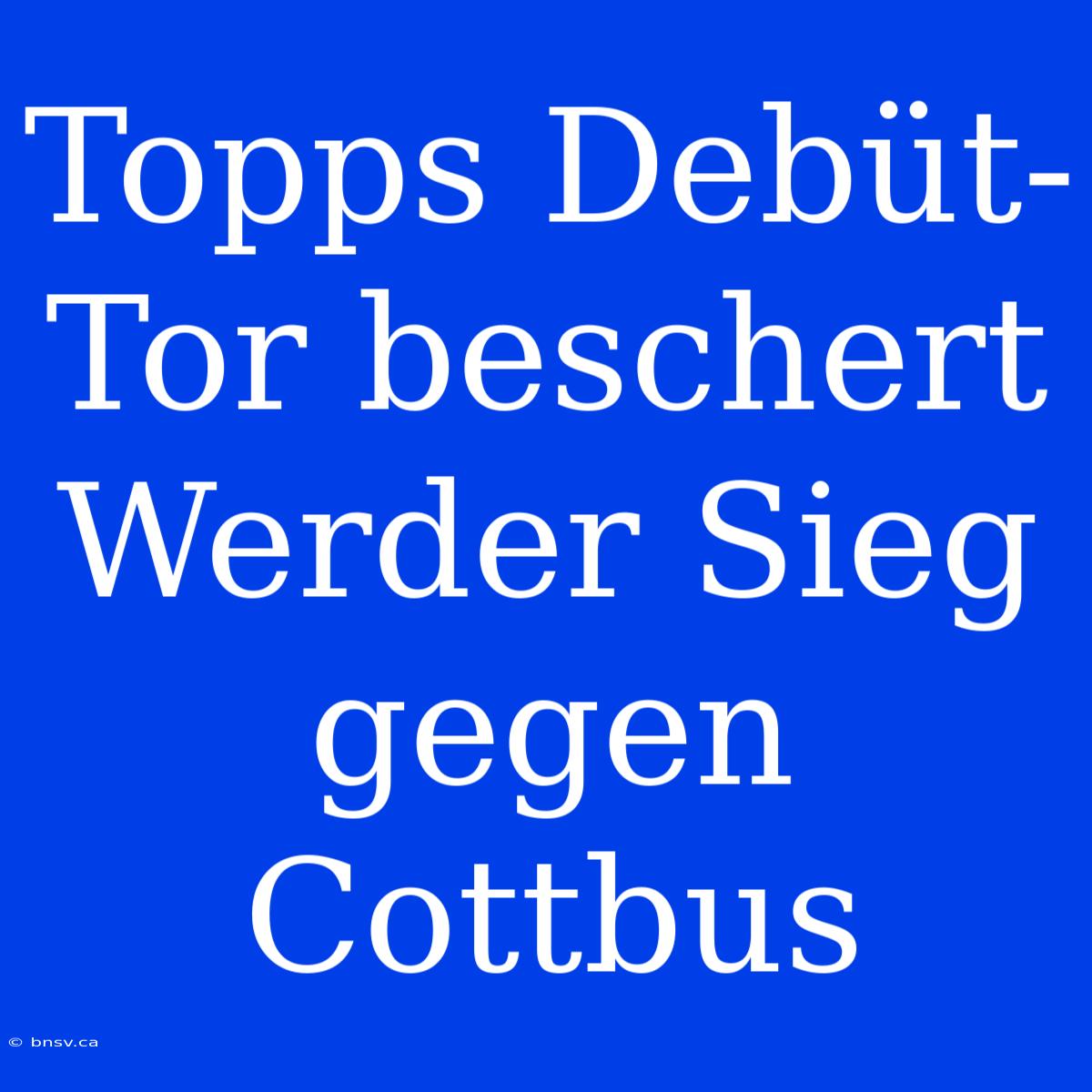 Topps Debüt-Tor Beschert Werder Sieg Gegen Cottbus