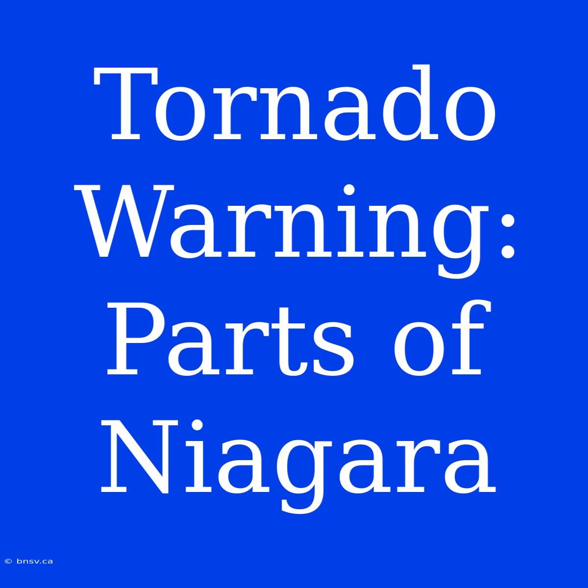 Tornado Warning: Parts Of Niagara