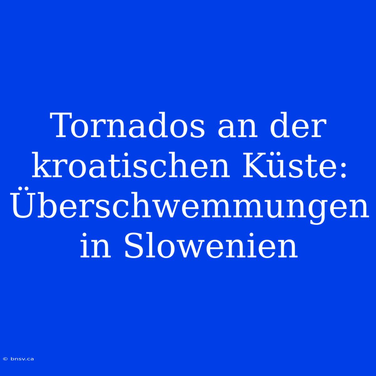 Tornados An Der Kroatischen Küste: Überschwemmungen In Slowenien