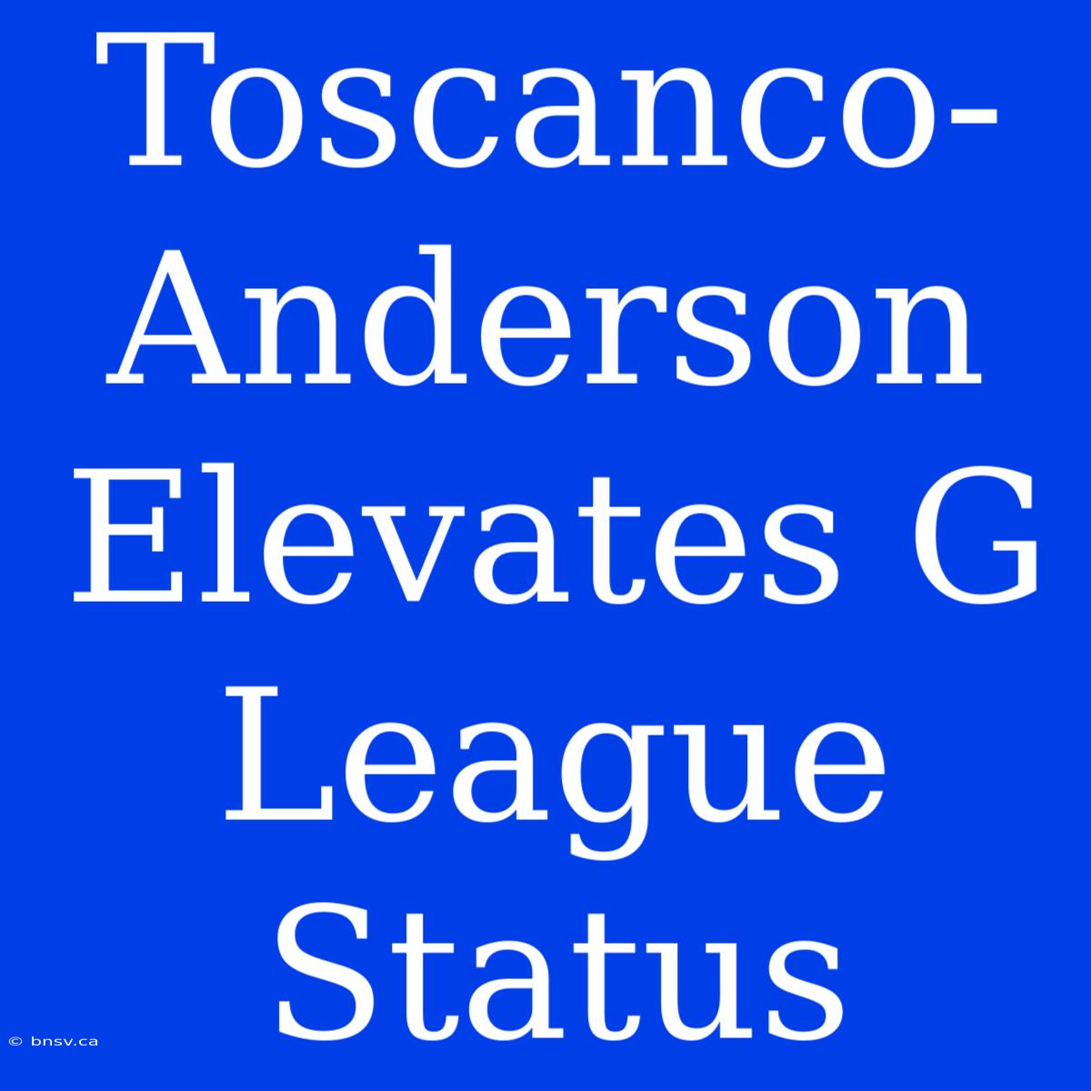 Toscanco-Anderson Elevates G League Status