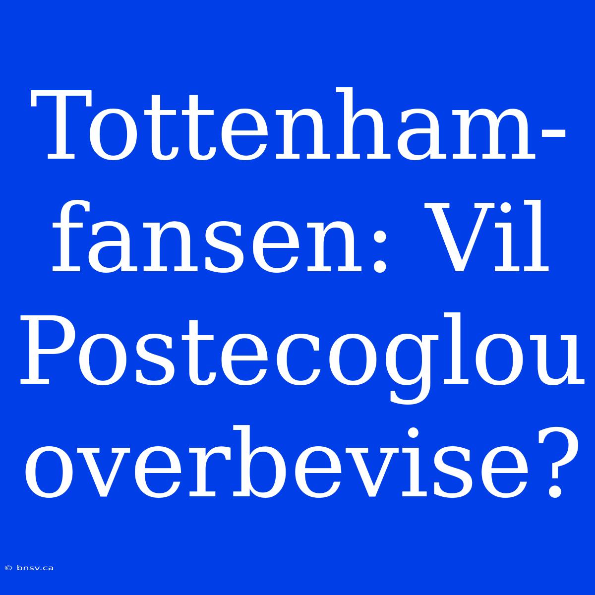 Tottenham-fansen: Vil Postecoglou Overbevise?