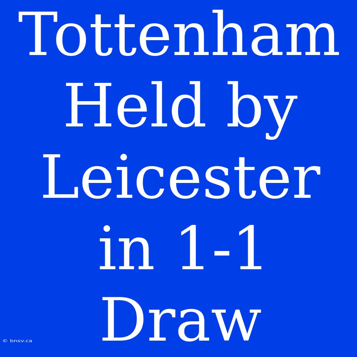 Tottenham Held By Leicester In 1-1 Draw