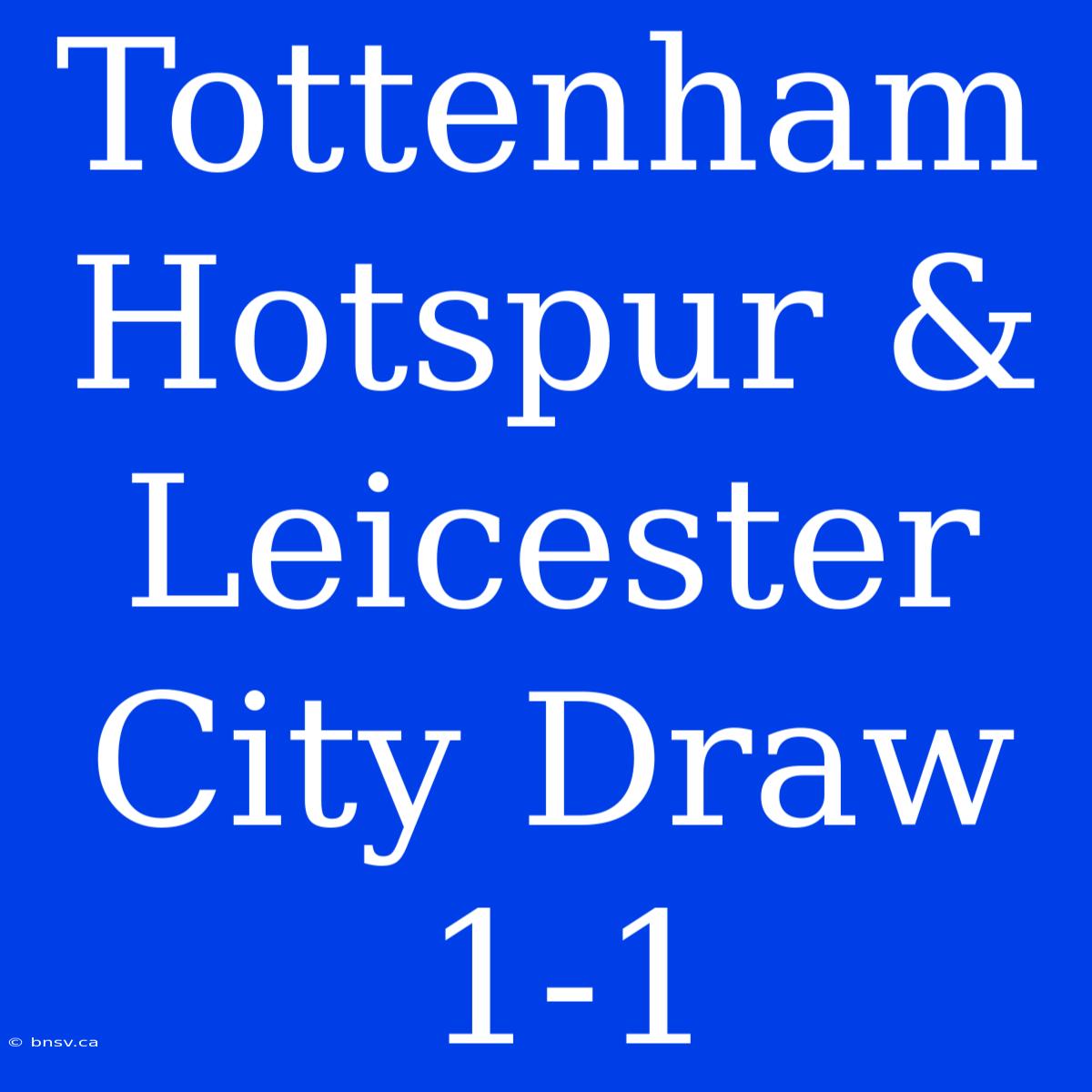 Tottenham Hotspur & Leicester City Draw 1-1