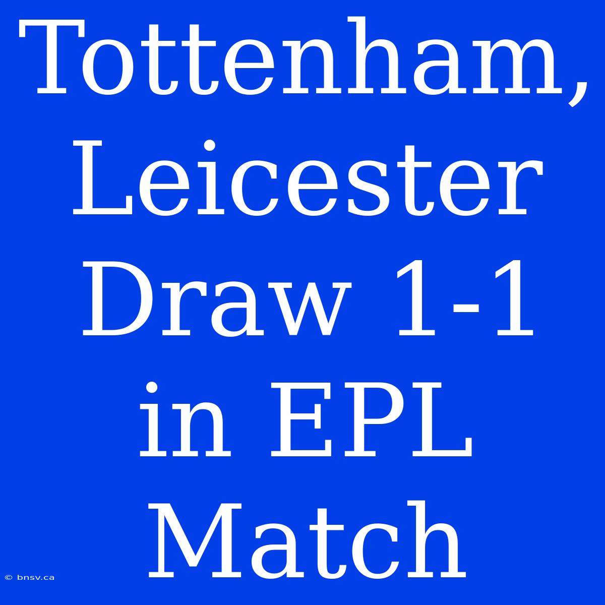 Tottenham, Leicester Draw 1-1 In EPL Match