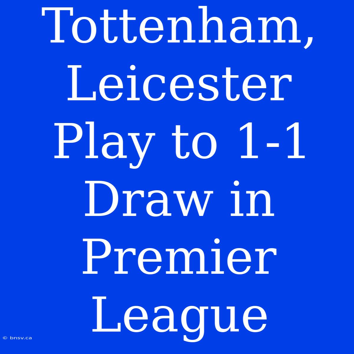 Tottenham, Leicester Play To 1-1 Draw In Premier League