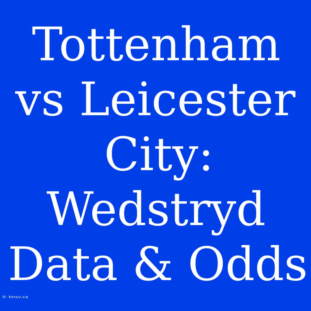 Tottenham Vs Leicester City: Wedstryd Data & Odds