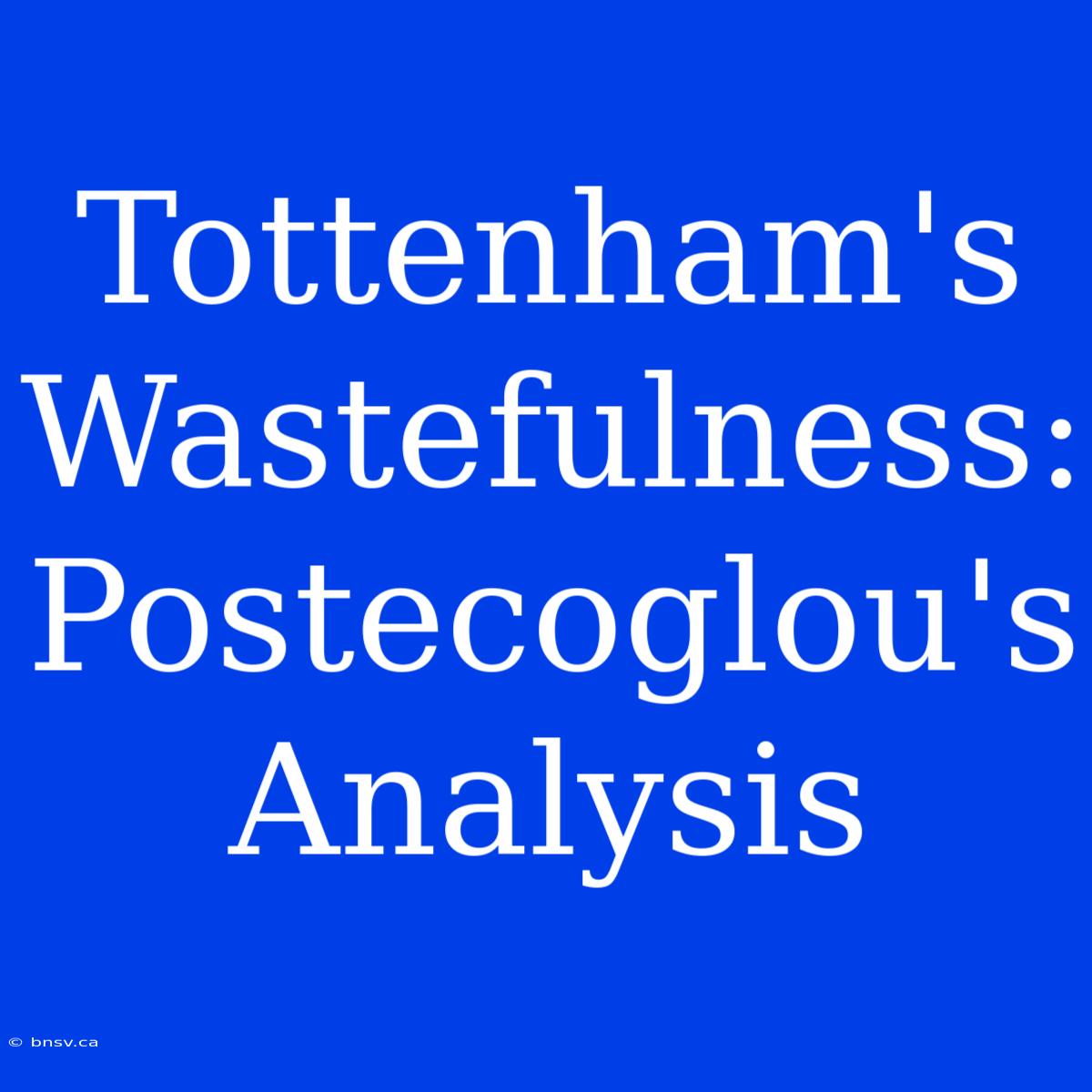 Tottenham's Wastefulness: Postecoglou's Analysis