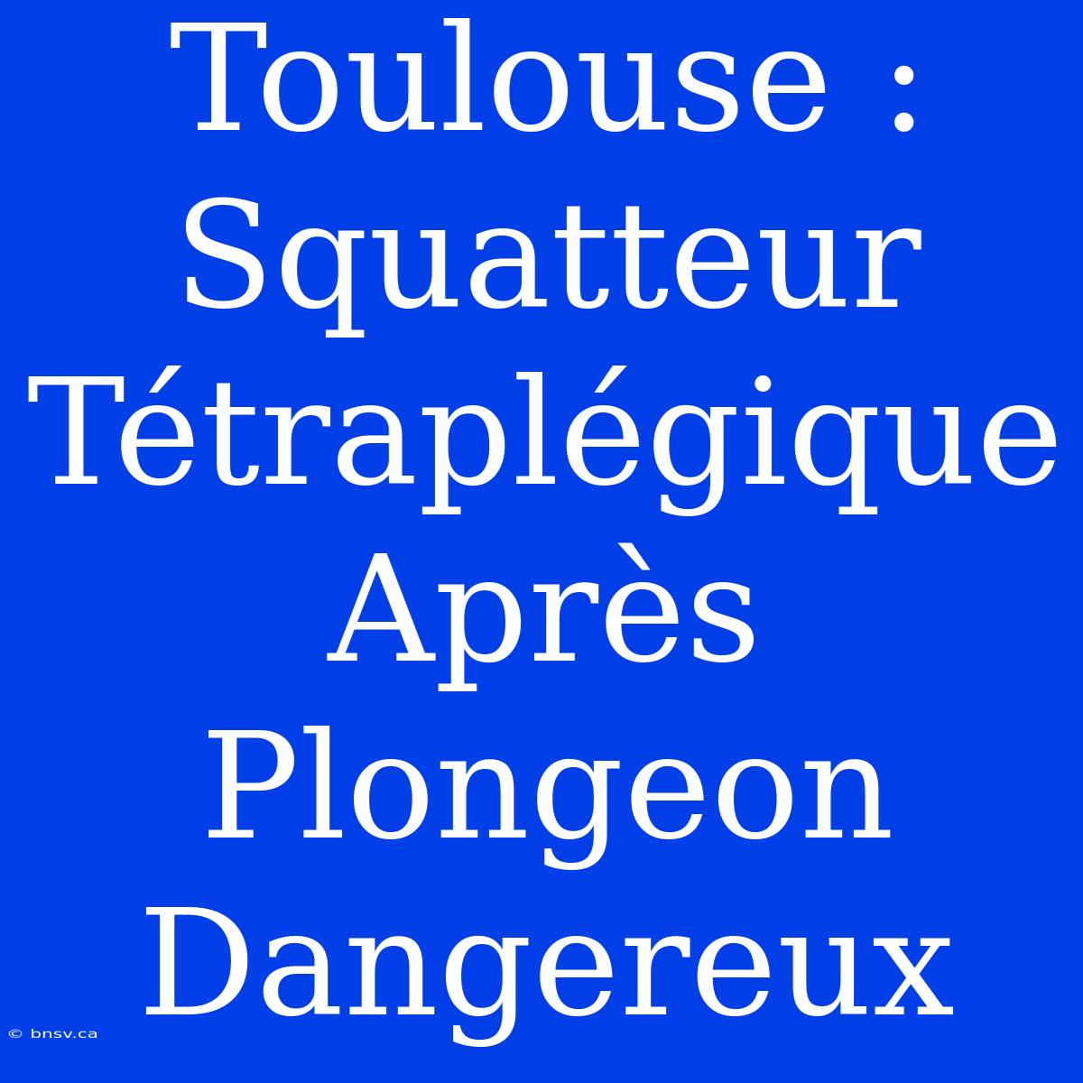 Toulouse : Squatteur Tétraplégique Après Plongeon Dangereux