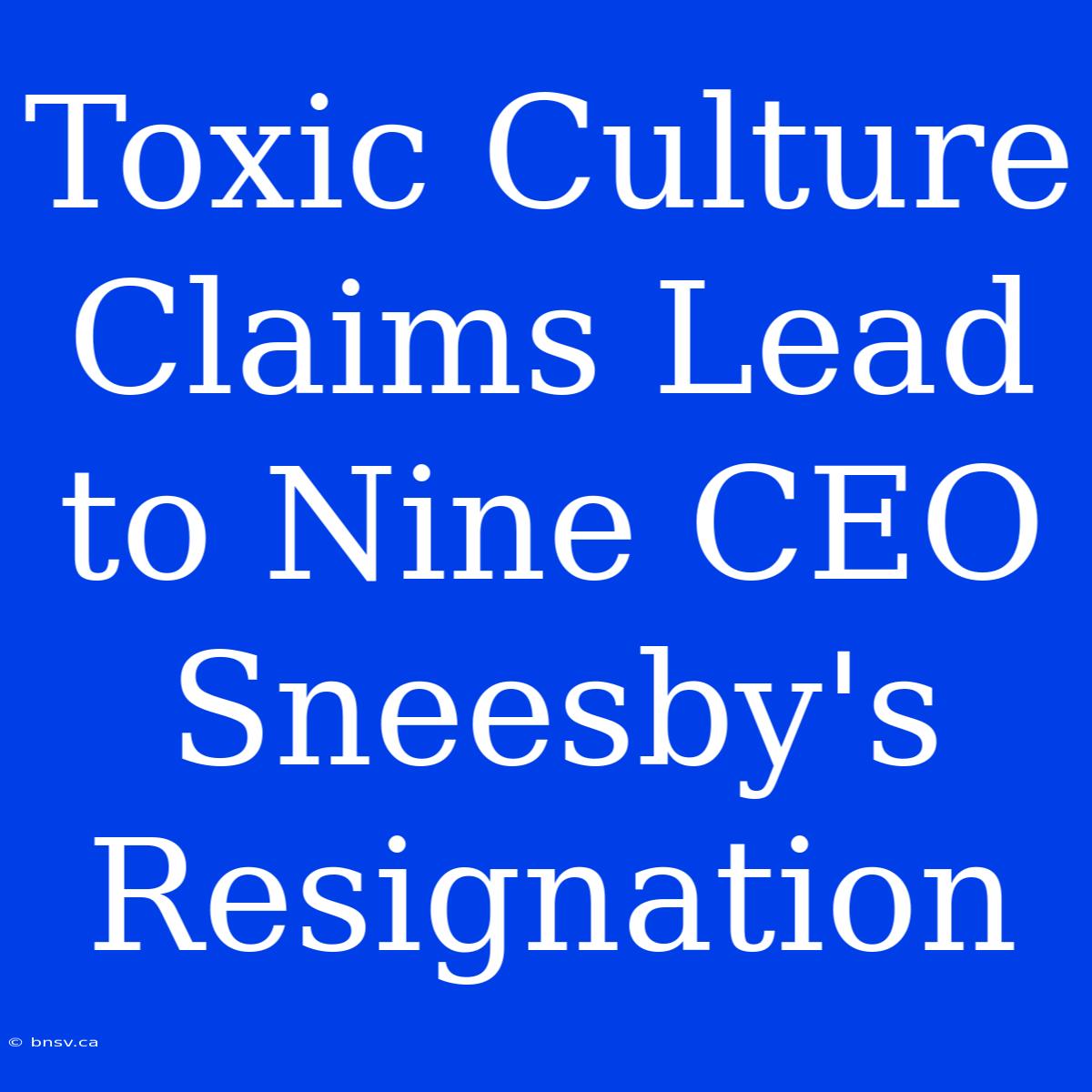 Toxic Culture Claims Lead To Nine CEO Sneesby's Resignation