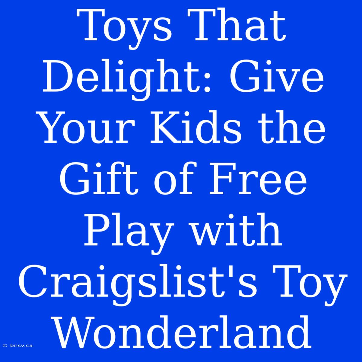 Toys That Delight: Give Your Kids The Gift Of Free Play With Craigslist's Toy Wonderland