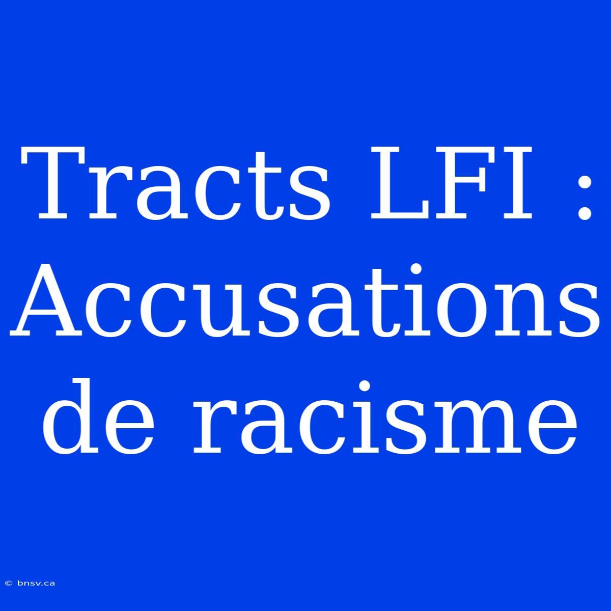 Tracts LFI :  Accusations De Racisme