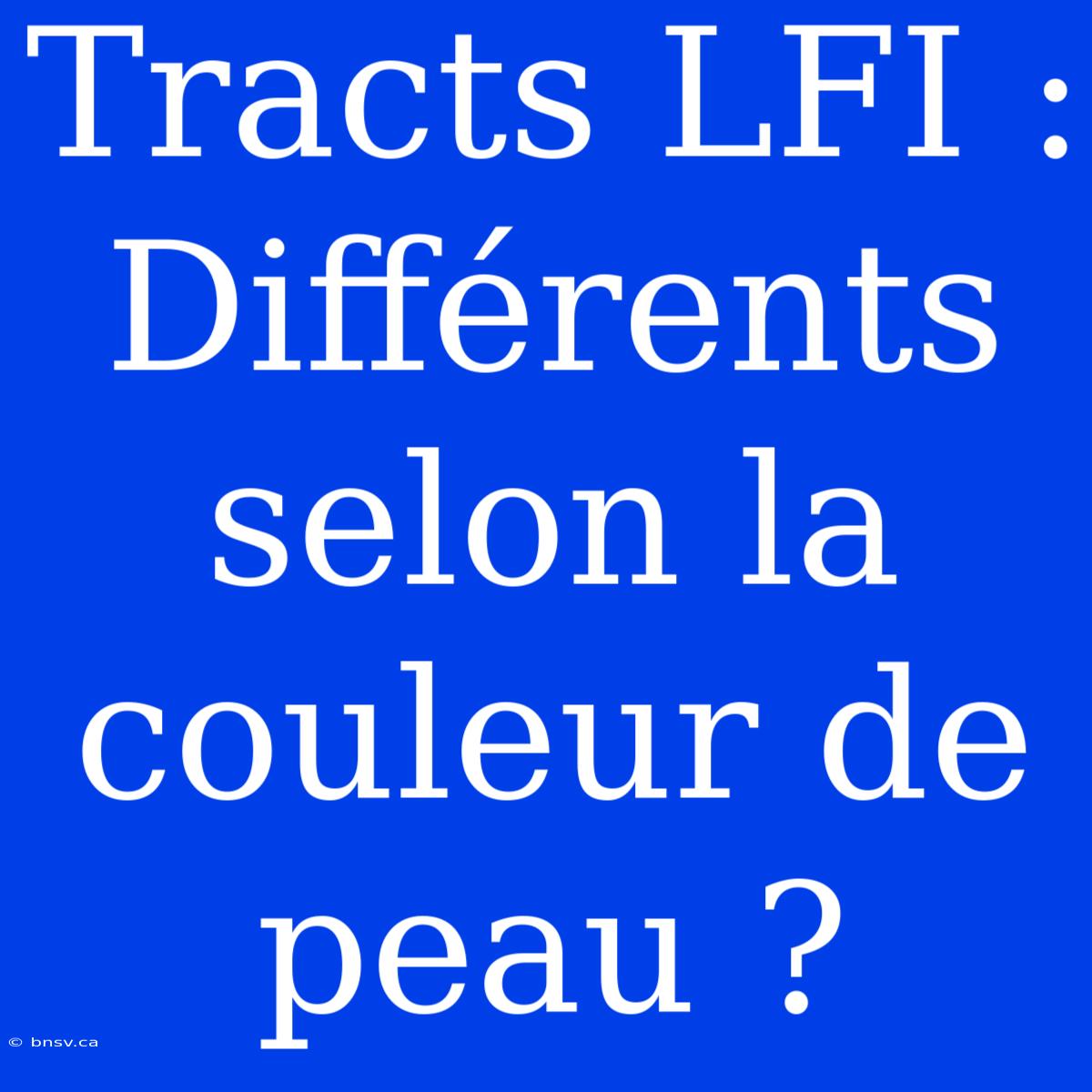 Tracts LFI : Différents Selon La Couleur De Peau ?