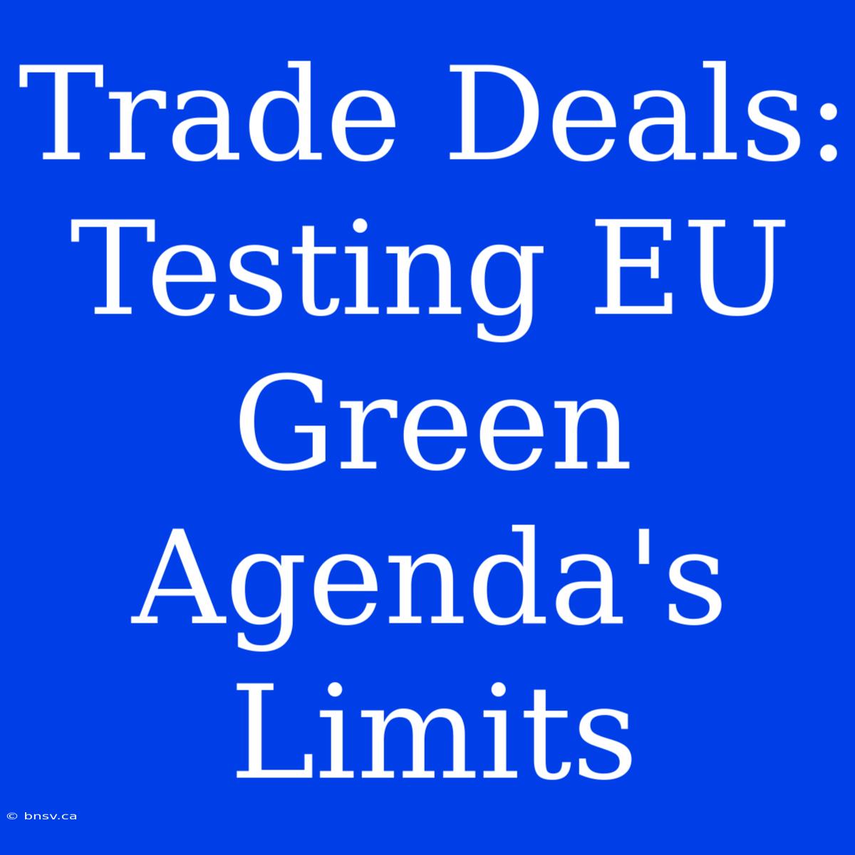 Trade Deals: Testing EU Green Agenda's Limits