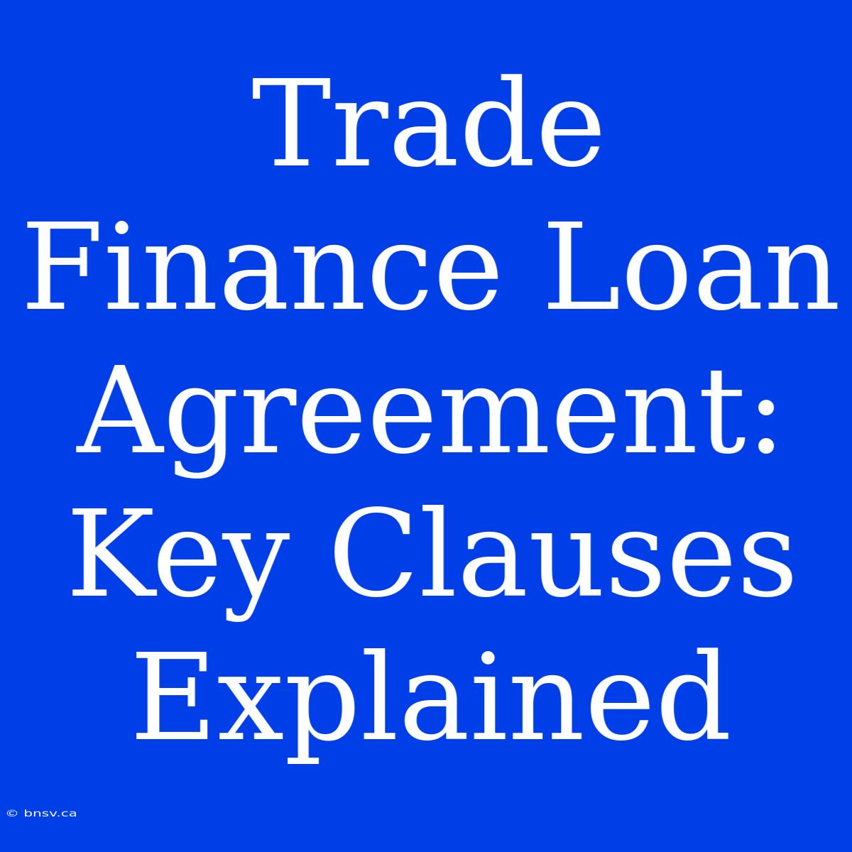 Trade Finance Loan Agreement: Key Clauses Explained