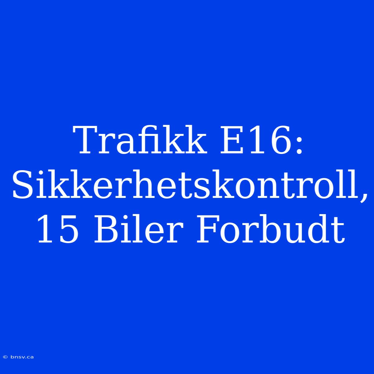 Trafikk E16: Sikkerhetskontroll, 15 Biler Forbudt