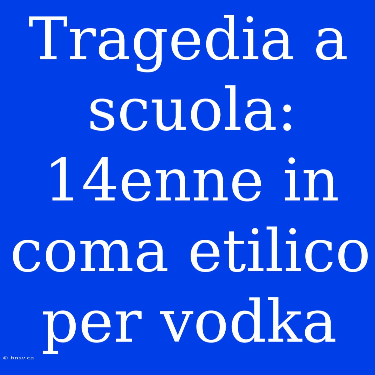 Tragedia A Scuola: 14enne In Coma Etilico Per Vodka