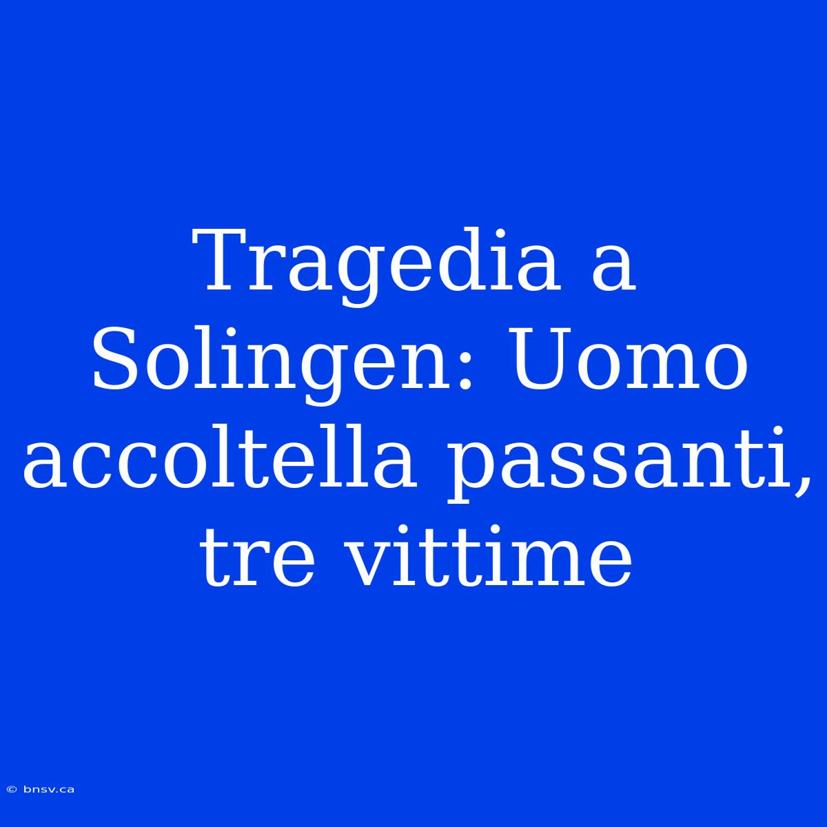 Tragedia A Solingen: Uomo Accoltella Passanti, Tre Vittime