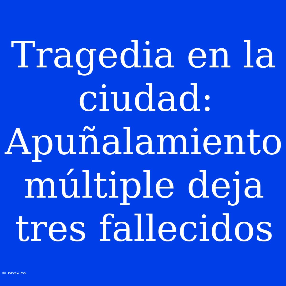 Tragedia En La Ciudad: Apuñalamiento Múltiple Deja Tres Fallecidos