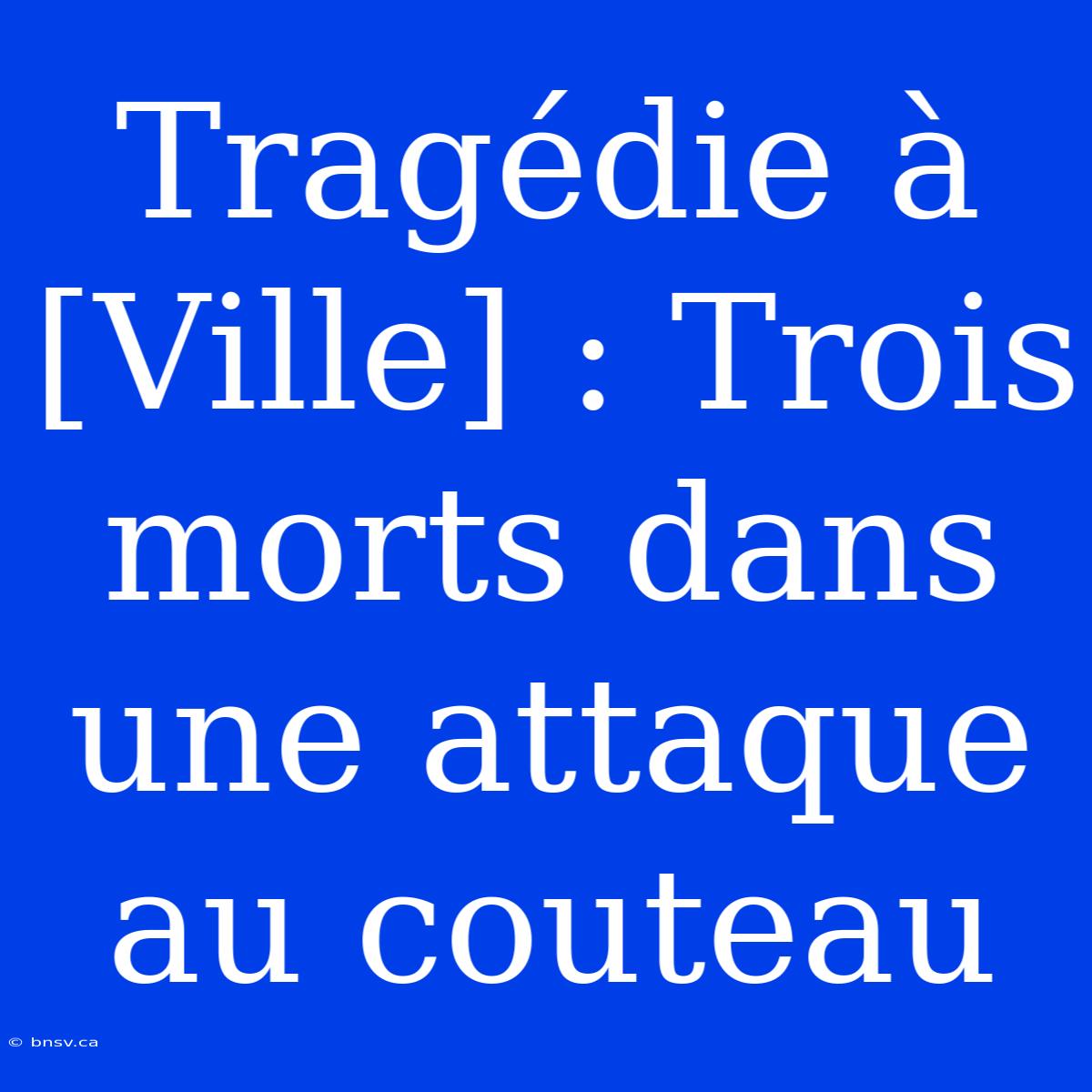 Tragédie À [Ville] : Trois Morts Dans Une Attaque Au Couteau