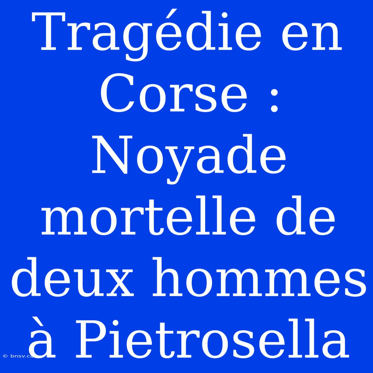 Tragédie En Corse : Noyade Mortelle De Deux Hommes À Pietrosella