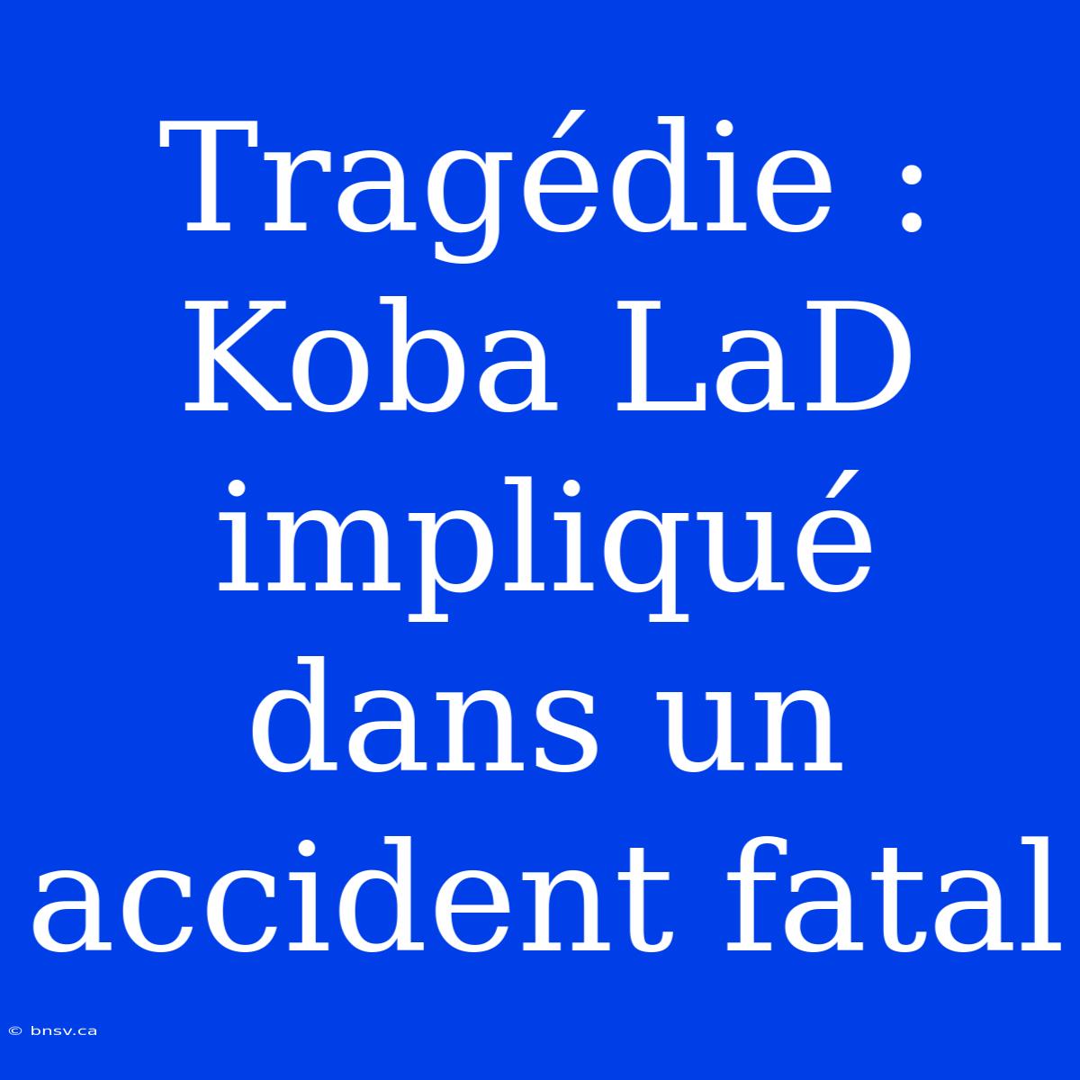 Tragédie : Koba LaD Impliqué Dans Un Accident Fatal