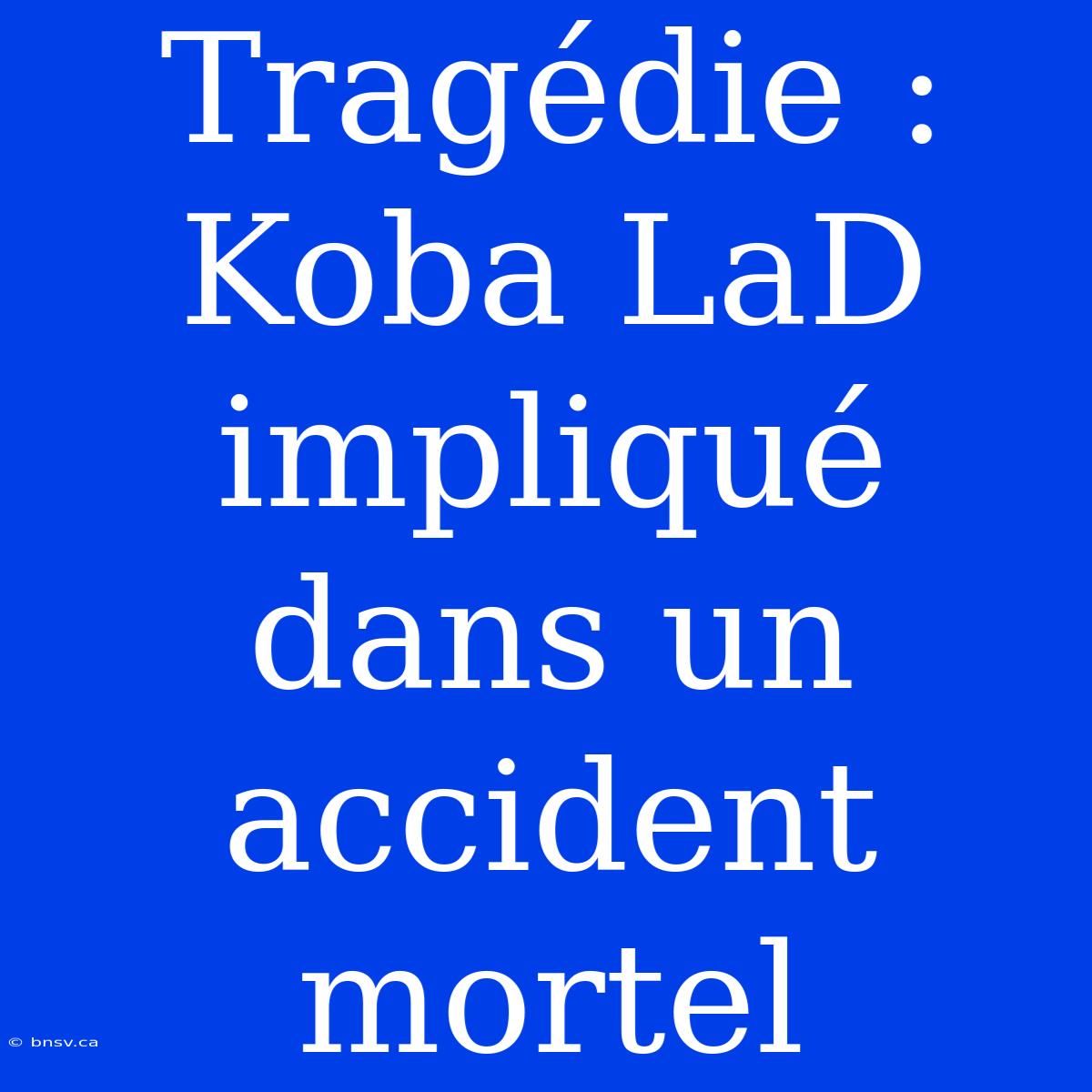 Tragédie : Koba LaD Impliqué Dans Un Accident Mortel