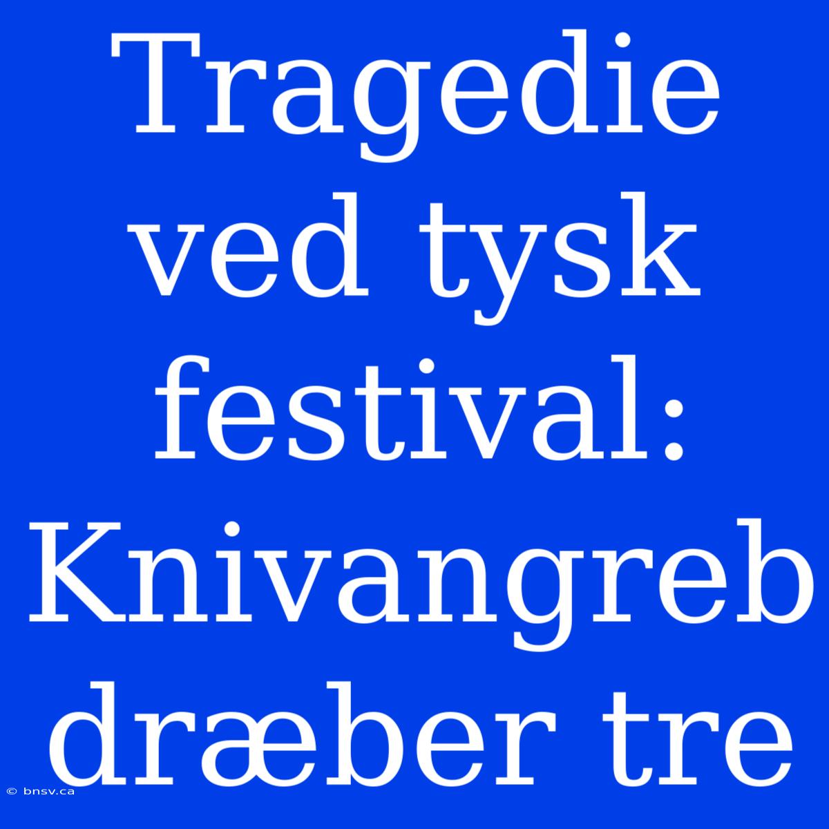 Tragedie Ved Tysk Festival: Knivangreb Dræber Tre