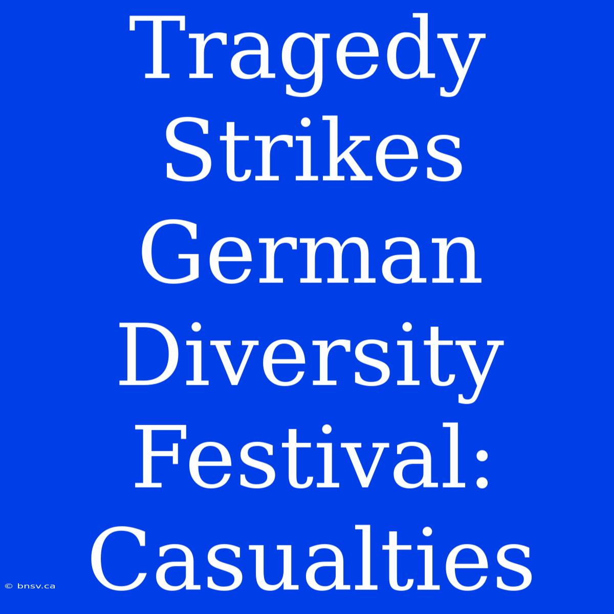 Tragedy Strikes German Diversity Festival: Casualties