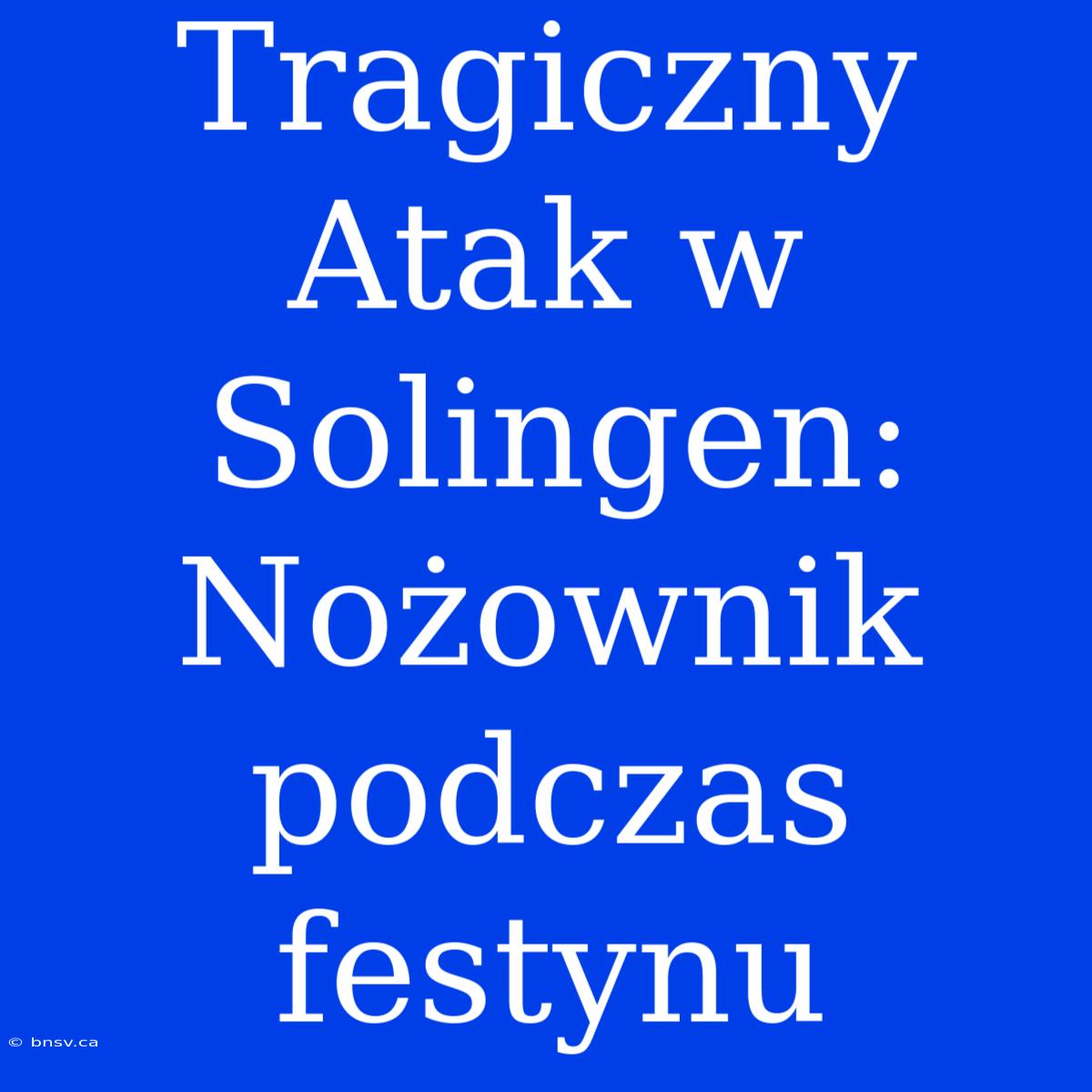 Tragiczny Atak W Solingen: Nożownik Podczas Festynu