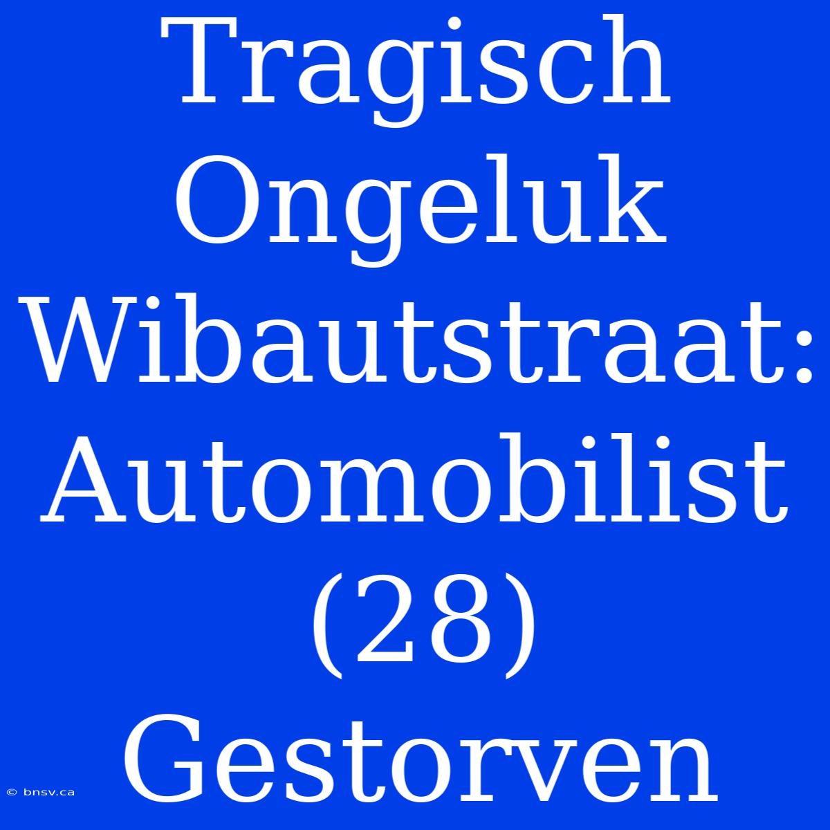 Tragisch Ongeluk Wibautstraat: Automobilist (28) Gestorven