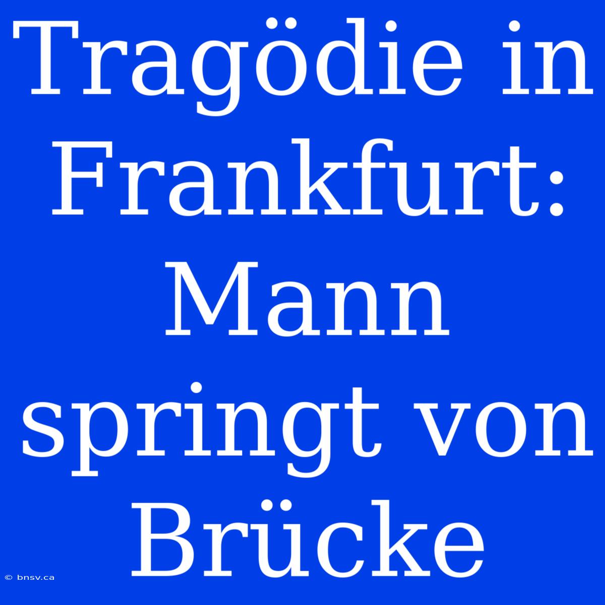 Tragödie In Frankfurt: Mann Springt Von Brücke