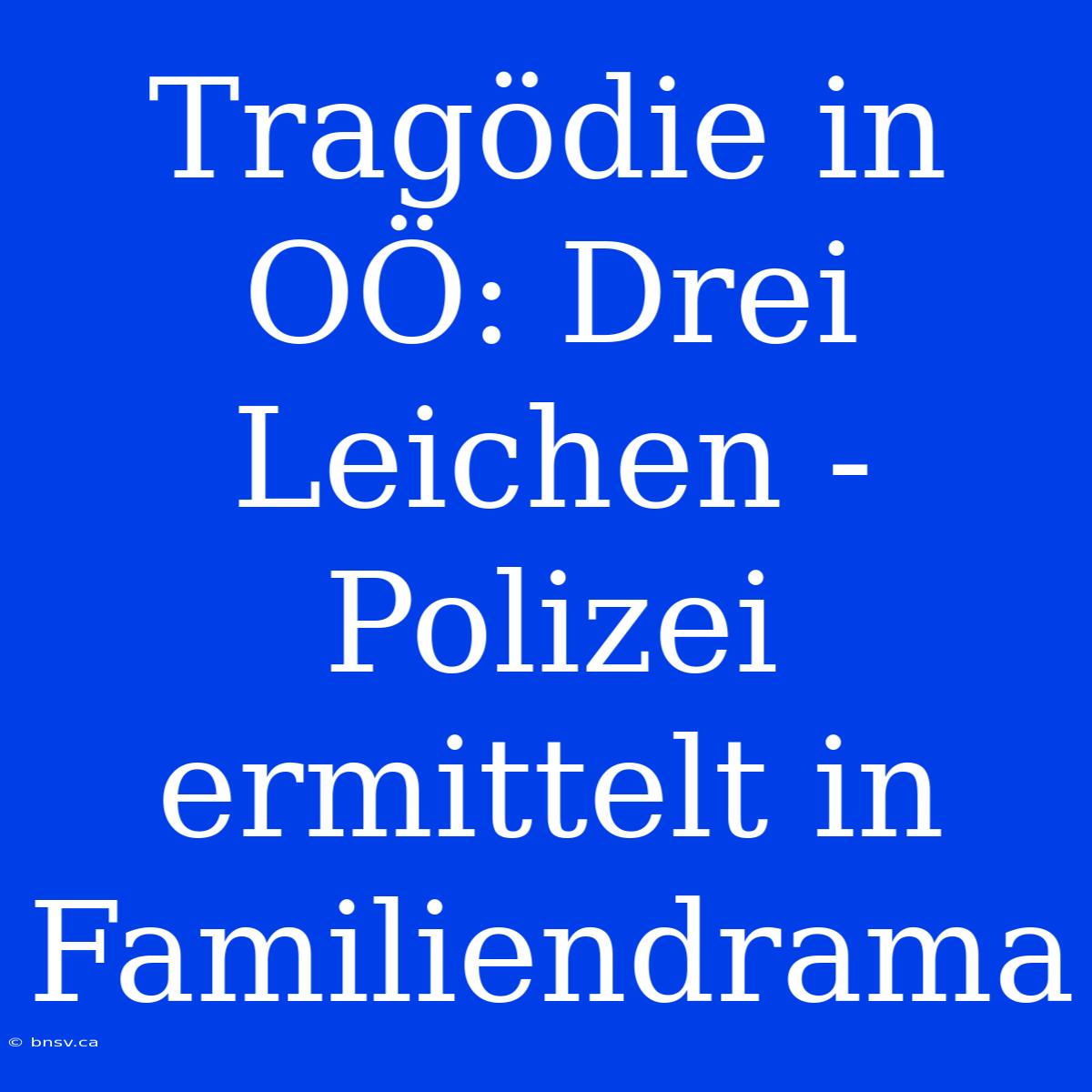 Tragödie In OÖ: Drei Leichen - Polizei Ermittelt In Familiendrama