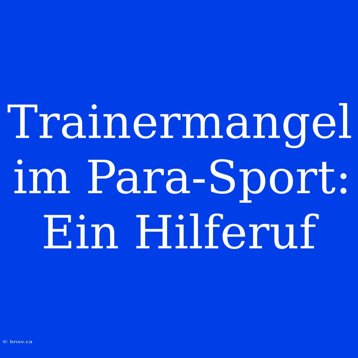 Trainermangel Im Para-Sport: Ein Hilferuf