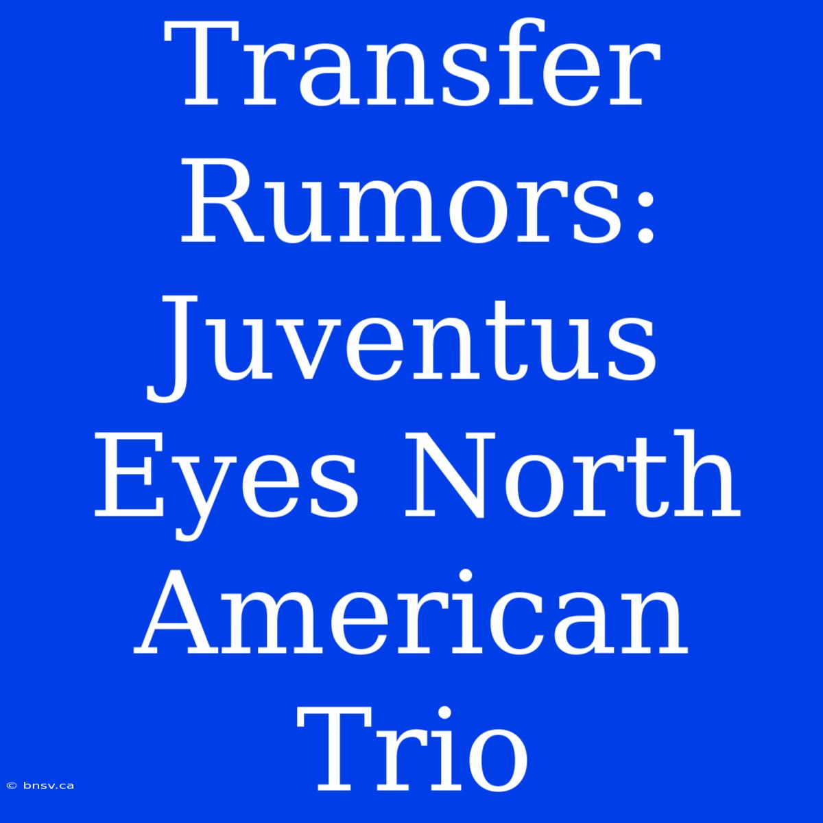 Transfer Rumors: Juventus Eyes North American Trio