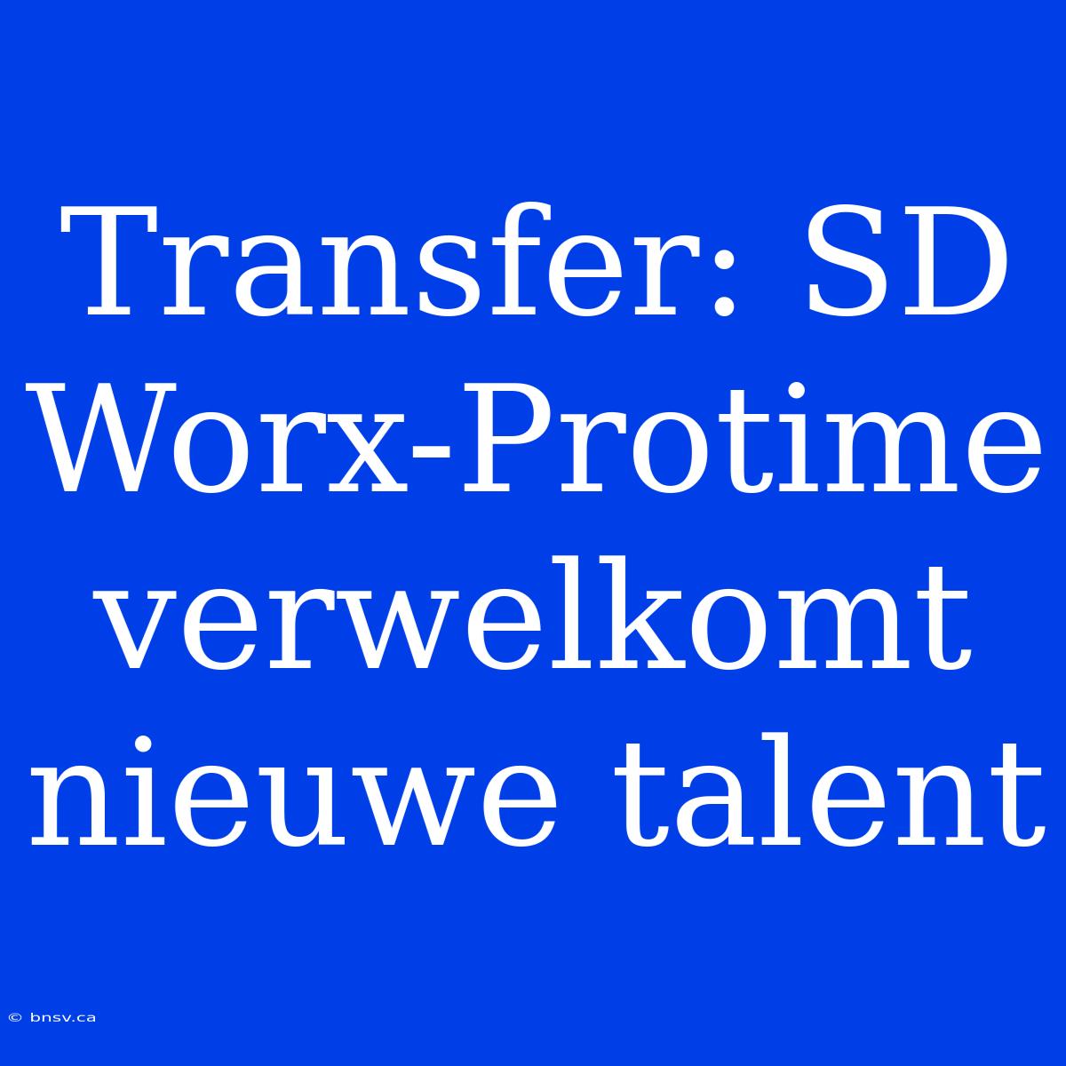 Transfer: SD Worx-Protime Verwelkomt Nieuwe Talent