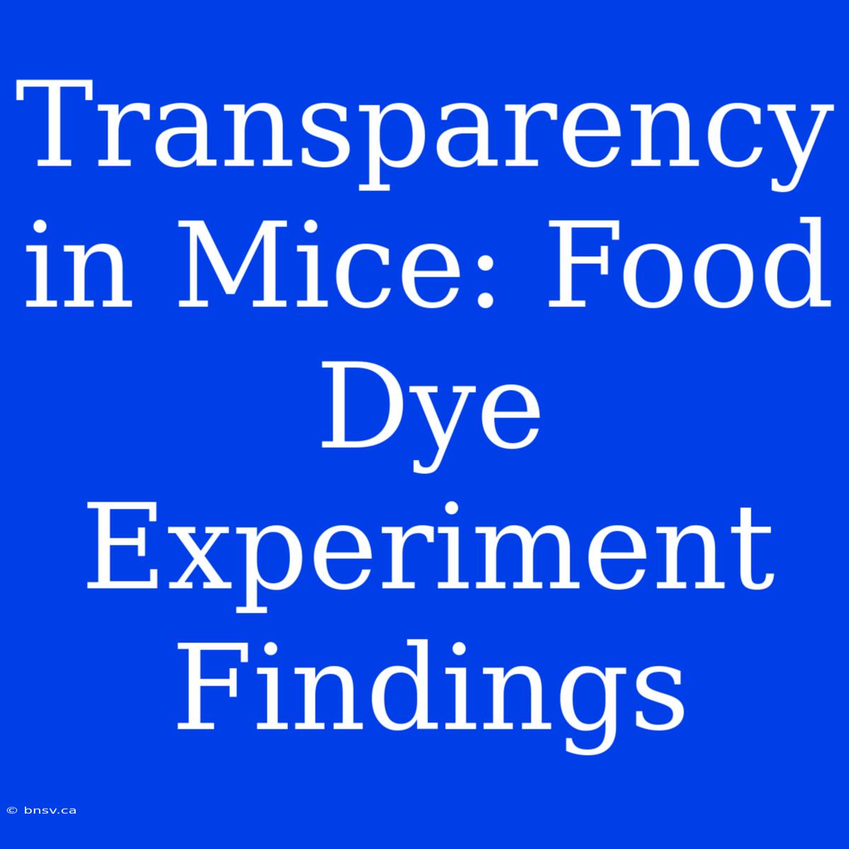 Transparency In Mice: Food Dye Experiment Findings