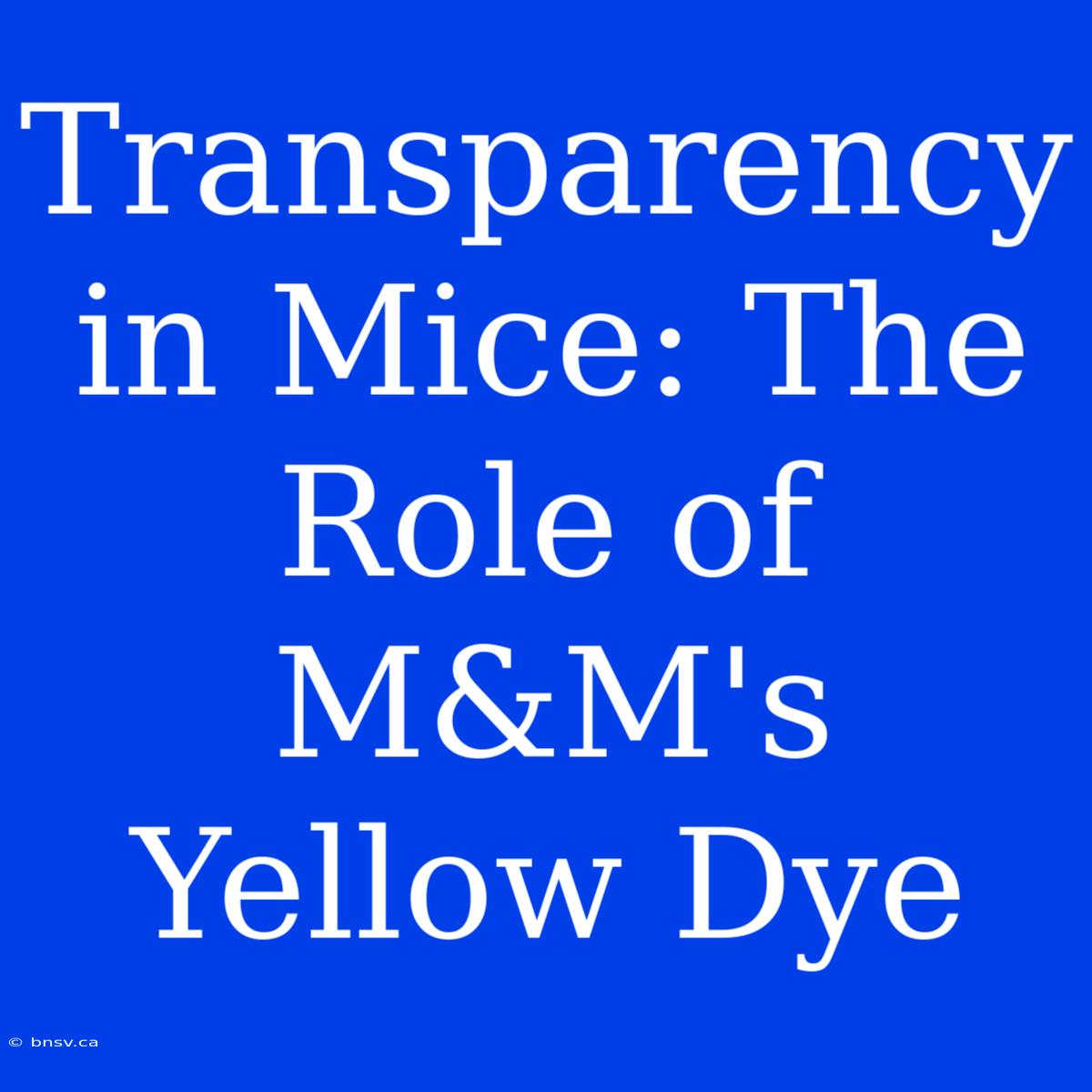 Transparency In Mice: The Role Of M&M's Yellow Dye