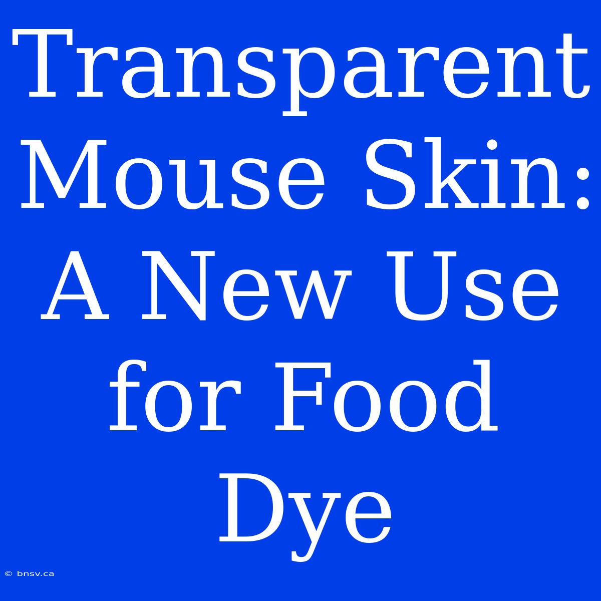 Transparent Mouse Skin: A New Use For Food Dye