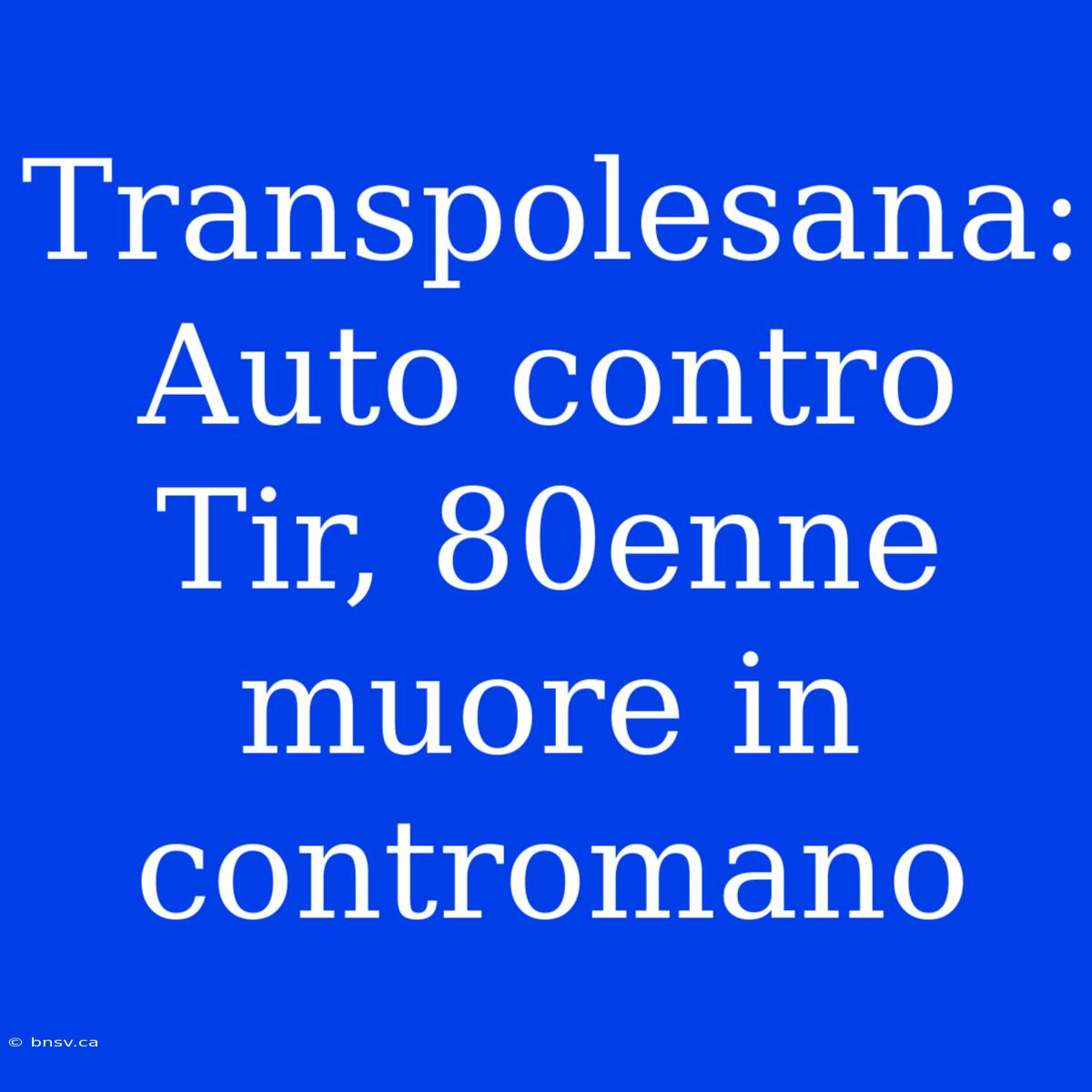 Transpolesana: Auto Contro Tir, 80enne Muore In Contromano