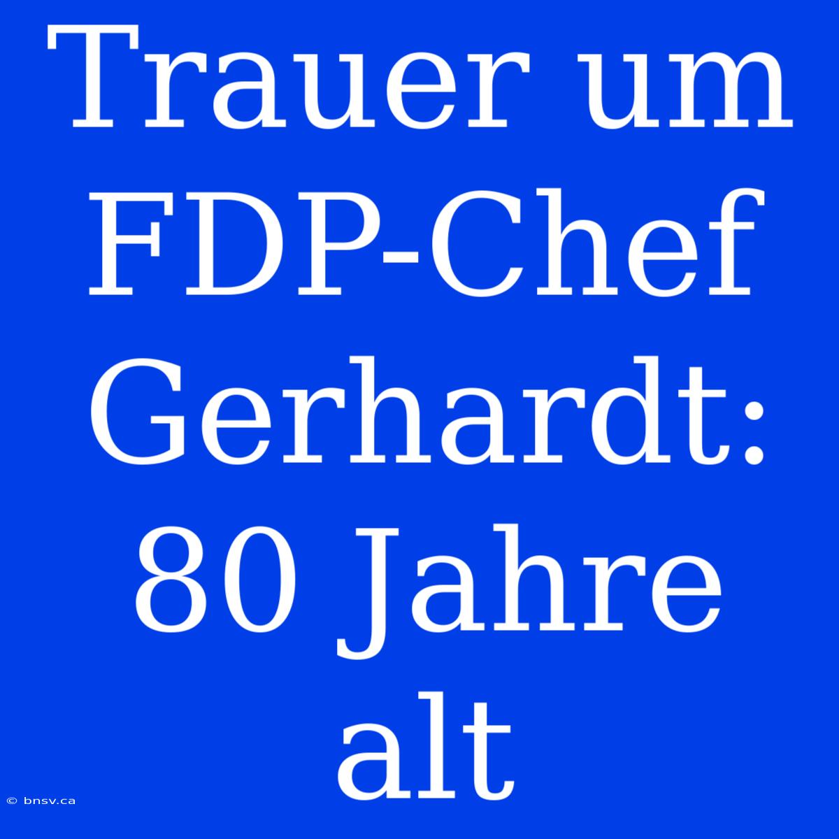 Trauer Um FDP-Chef Gerhardt: 80 Jahre Alt