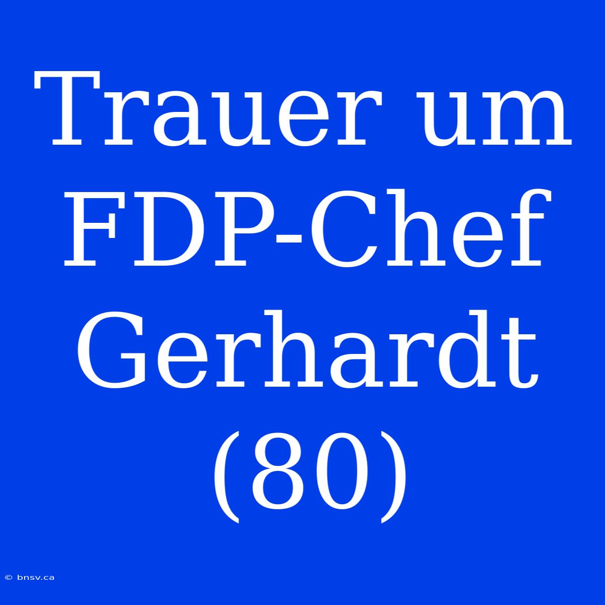 Trauer Um FDP-Chef Gerhardt (80)