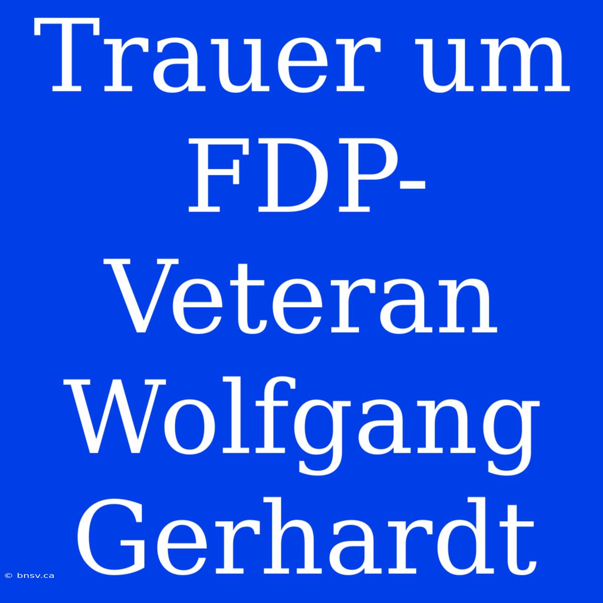 Trauer Um FDP-Veteran Wolfgang Gerhardt