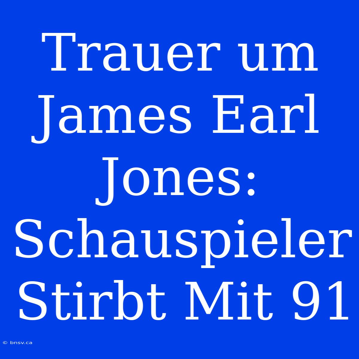 Trauer Um James Earl Jones: Schauspieler Stirbt Mit 91