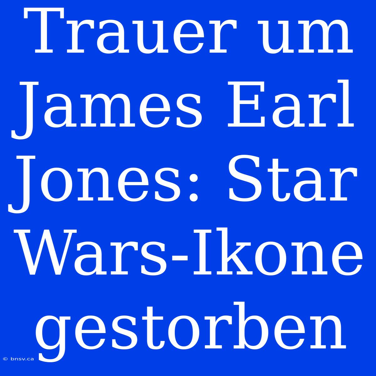 Trauer Um James Earl Jones: Star Wars-Ikone Gestorben