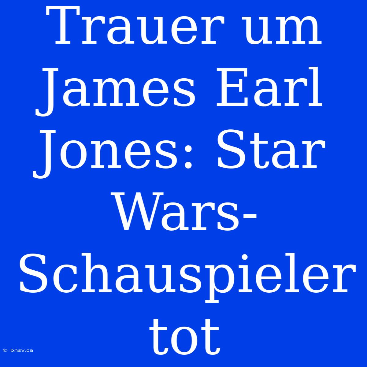 Trauer Um James Earl Jones: Star Wars-Schauspieler Tot